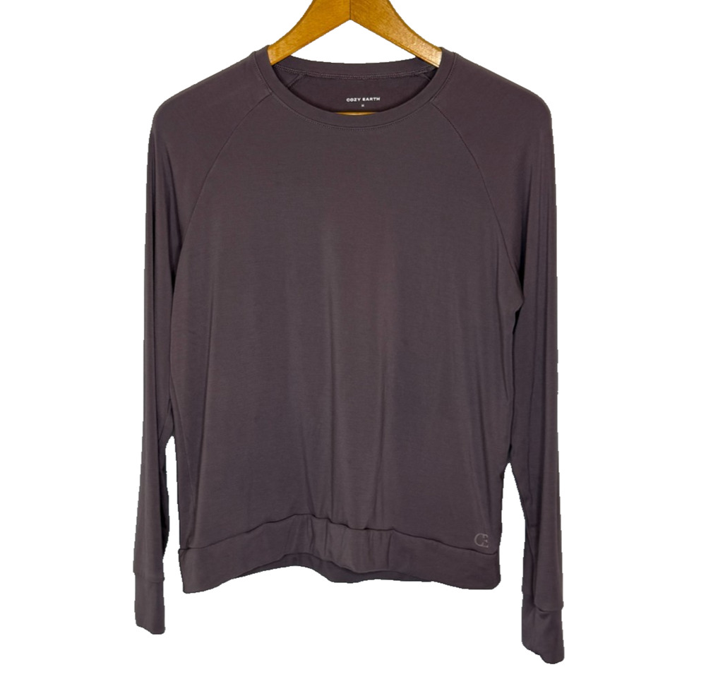 Women's Medium Cozy Earth Purple Crewneck Long Sleeve Shirt